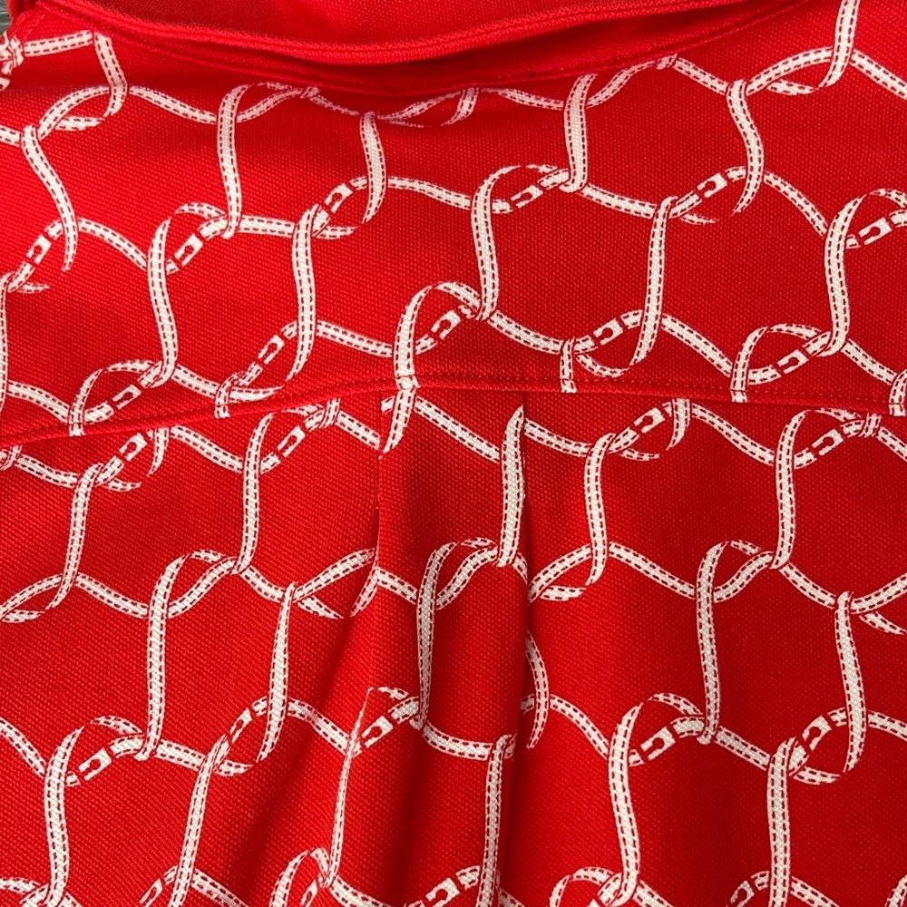 Talbots orange Blouse with White Geometric Design - Picture 9 of 13